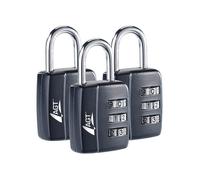 Cadenas à bagages - AGT - Code numérique 3 chiffres - 29 mm - Pack de 3 - Noir