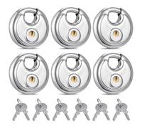 Cadenas à Clé 6 Pièces 70mm, Cadenas Antivol Rond, en Acier Inoxydable, Cadenas avec Clé, Étanche et Résistant, Idéal pour Stockage, Garage, Abri et Salle de Sport