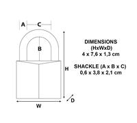 Cadenas à clé alu avec protection en vinyle noir 40mm anse d.6xh.38mm
