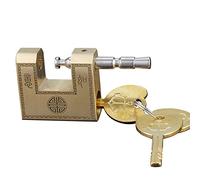 Cadenas à clé horizontal rétro, serrure de sécurité en cuivre lourd, 3 clés, largeur 50 mm, 60 mm, 70 mm(Chrome,60x50mm)