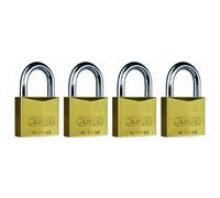 ABUS Cadenas en laiton 65/40 – Jeu de 4, fermeture identique, anse acier trempé, niv. sécurité 5