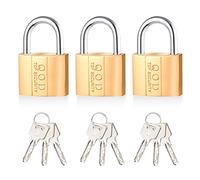 Cadenas à Clé, Lot de 3 Valises Robustes en Laiton, Cadenas pour Casiers et Armoires(38 mm), 9 Clés En Laiton