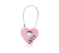 Cadenas a code,1 Cadenas en Forme de Cœur à Code et Fonctions Multiples en Fil d'Acier,code de Verrouillage pour Les valises de Voyage Valise Sac de Bagages(rose)