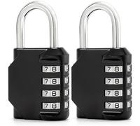 Cadenas à Code 4 Chiffres Extérieur - Cadena Sécurité Zinc Alliage & Acier Trempé - Anti-Scie/Pression/Crochetage - Pour Valise, Casier Sport, Portail, Outils (Noir, 2 Pack)