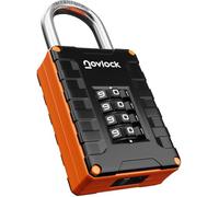 Cadenas à Code 4 Chiffres - Haute Résistance - Pour Casiers de Gym, École, Travail, Armoires, Boîtes, Portails, Clôtures - 1 Pièce, Noir/Orange