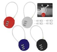 Cadenas à Code 4 Pièces - Petit Cadenas à Combinaison 3 Chiffres pour Valise, Avion, Cable, Casier, Vélo, Sac de Voyage - Serrure à Combinaison