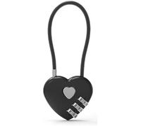 Cadenas à code compact en forme de cœur noir avec combinaison à 3 chiffres pour bagages, sac à dos, boîte à bijoux, cadenas à combinaison pour casier d'entrée