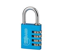 Cadenas à code Type 1, intérieur, 40mm, 4 chiffres, bleu, en aluminium avec anse en acier nickelé et mécanisme à viroles, combinaison modifiable, Garantie de 10 ans - THIRARD