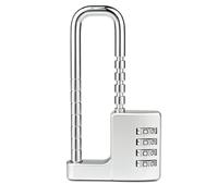 Cadenas à Combinaison 4 Chiffres, Cadenas De SéCurité à Code RéSistant Aux IntempéRies Cadenas Longue Tige Verrouillage Renforcé DuréE Cadenas à Code Anse Longue (Blanc)