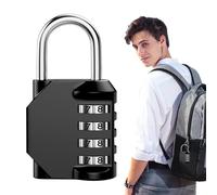 Cadenas à combinaison 4 di en de zinc | Verrouillage du code avec grands chiffres | Serrure de casier de sport, sac, casier de salle de sport, valise