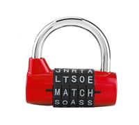 Cadenas à combinaison à 5 chiffres Klanata, cadenas à 5 lettres, code de sécurité pour casier, boîte à outils, armoire, valise, 6,5 x 5,7 x 4 cm (Rouge)