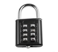 Cadenas à combinaison à 8 chiffres en alliage de zinc avec anse en acier massif pour sacs de voyage, valises, boîtes à outils, armoires, cadenas sécurisé à mot de passe (noir)