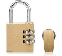 Cadenas à combinaison avec code réinitialisable, Boîtier codé en cuivre, tampon en acier inoxydable, laiton massif, combinaison de chiffres, mot de passe, code secret(Copper)