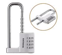 Cadenas à combinaison, cadenas à combinaison à 4 chiffres, corps de 64 mm de large, anse longue rétractable en acier inoxydable de 9,7 cm, convient pour l'extérieur, l'école, la gym, les casiers de