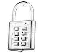 Cadenas à combinaison Cadenas à combinaison de Code mot passe 8 chiffres, valise en alliage Zinc for bagages, voyage, serrure intelligente, antivol clé pour casier de gym, abri de jardin(Silver)