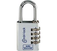 Burg Wächter 3631 Cadenas 22.90 mm aluminium argenté (chromé) avec serrure à combinaison
