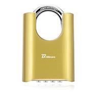 Cadenas à combinaison d'extérieur en métal robuste à 4 chiffres - Cadenas en alliage résistant aux intempéries avec anse en acier trempé - Grand cadenas haute sécurité pour abris de jardin, clôture