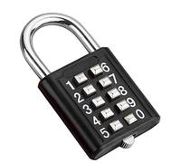 Cadenas à Combinaison Noir à 10 Boutons Poussoirs, Cadenas Antivol avec Code de Sécurité à 5 Chiffres Préréglé, Sans Clé, Pour Casier de Gym, Tiroir, Valise ou Armoire