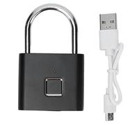 Cadenas À Empreinte Digitale En Alliage De Zinc, Cadenas Intelligent Rechargeable Pour Bureau Et Maison, Sécurité Haute Précision Argent - Reconnaissance Rapide, Étanchéité IP65, (Noire)