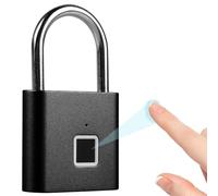 Cadenas à empreintes digitales - Résistant aux intempéries - Chargement USB - Cadenas avec empreintes digitales - Pour salle de gym, bagages, entrepôts, casiers (noir)