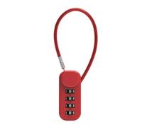 Cadenas à mot de passe à 4 chiffres en alliage de zinc, câble métallique, for armoire, dortoir, bagages, 4 pièces(Red)