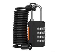 Cadenas à mot de passe pour bagage et armoire de gym avec câble antivol et anti-perte pour une protection sécurisée des articles personnels (noir)