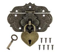 Cadenas antique en alliage de zinc, serrure à moraillon vintage pour meubles, coffres, boîtes à bijoux, 76 x 56 mm, finition bronze avec vis