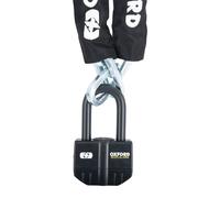 Oxford LK481 Boss Lot de 4 cadenas d'alarme avec chaîne à maillons carrés de 12 mm et anse de 16 mm pour moto, noir, 1,5 m