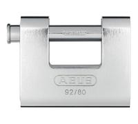 ABUS Cadenas Monobloc 92/80 – laiton, gaine acier, goujon épais, niveau de sécurité 8 – argent