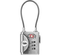 Yale Cadenas à Code Gris Anse Souple avec Combinaison Programmable 3 chiffres homologué TSA 32 mm - YTP3/32/350/1 - Nickelé Brossé - Pour Valise de voyage et Bagage