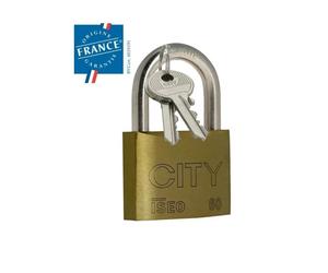Cadenas CITY 45 mm - Laiton et anse acier - 2 clés - ISEO - 2052201