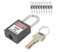 Cadenas clé à valise 10 Sets 1.5in Verrou de sécurité en nylon renforcé et acier inoxydable - Résistant à la corrosion, étiquettes réinscriptibles, idéal industrie et maintenance (Noire)