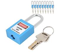 Cadenas clé à valise 10 Sets 1.5in Verrou de sécurité en nylon renforcé et acier inoxydable - Résistant à la corrosion, étiquettes réinscriptibles, idéal industrie et maintenance (Bleue)
