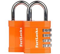 Cadenas Code 4 Chiffres | Cadenas à Code pour Casier de Gym, Travail et École, Valise, Garage, Portail, Clôture et Plus (Lot de 2, Orange)