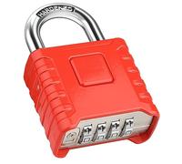 Cadenas Code 4 Chiffres, Diyife 52mm Cadenas Extérieur Etanche, Robuste et Antivol, 8mm Loquet Cadenas à Combinaison, Exterieur Serrure Porte de Garage, pour Jardins,Cours,Porte,Clôture,Casier-Rouge