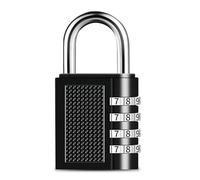 Cadenas Code à 4 Chiffres, Petit Cadenas en Alliage de Zinc pour Valise, Casier, Vestiaire, Garage, Portail, Noir