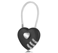 cadenas code cadenas cable casier cadenas a code cadenas long mini cadenas code antivol,1 pcs cadenas en forme de cœur pour valise, petit cadenas étanche pour sacs de voyage, sacs à dos(noir)