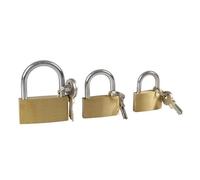 Cadenas - COGEX - Lot de 3 cadenas 25 - 30 - 40 mm - A clé - Jaune laiton