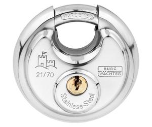 Cadenas cylindrique - BURG WACHTER - 21 70 SB - Acier inoxydable 70 mm, ouverture à clé