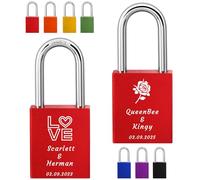 Cadenas d'amour avec votre personnalisation-Gravure Icône, texte, date pour Couples Hommes Femmes Petit Ami Petite Amie Amant en Aluminium Mémorial Anniversaire Saint Valentin Cadenas avec Clé