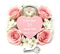 Cadenas d'Amour en Forme de Cœur Personnalisé Gravé de Noms et de Dates pour Couples Anniversaire de Mariage et Saint Valentin