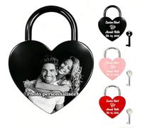 Cadenas d'Amour en Forme de Cœur Personnalisé Gravé de Noms et de Dates pour Couples Anniversaire de Mariage et Saint Valentin