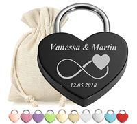Cadenas d'amour noir avec gravure personnalisée - Motif infini - Sac cadeau - Convient pour mariage, anniversaire, Saint-Valentin - Cadeau de couple - Homme et femme