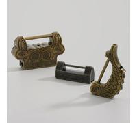 Cadenas de boîte à bijoux au design antique fabriqué à partir d'alliage, par l'art métallique classique chinois Ming et Qing pour la sécurité décorative (taille L)
