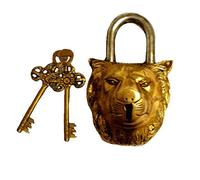Cadenas de jardin en laiton fabriqué en forme de tête de lion (or)