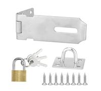 Cadenas de porte avec loquet de porte en acier inoxydable - Fermetures de sécurité avec clé et vis - Avec 1 serrure en imitation laiton