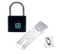 Cadenas de reconnaissance d'empreintes digitales en acier inoxydable avec loquet de porte pour une protection robuste des casiers et des compartiments de rangement (Noir)