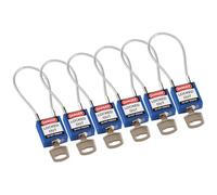 Cadenas de Sécurité Compact à Câble, 20cm, Bleu, Lot de 6