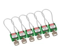 Cadenas de Sécurité Compact à Câble, 20cm, Vert, Lot de 6