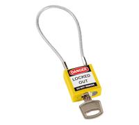 Cadenas de Sécurité Compact à Câble, 32mm x 16mm x 200mm, Jaune